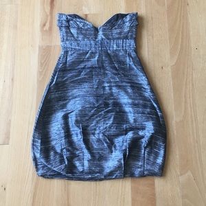 Seduce 100% Raw Silk Strapless Metallic Gray Mini Dress